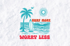 Surf More Worry Less Retro Beach SVG - Summer Quote PNG Product Image 1