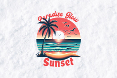 Retro Paradise Glow Sunset SVG - Tropical Beach Sublimation Product Image 1