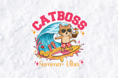 Catboss Summer Vibes SVG - Cute Surfing Cat Tropical Art Product Image 1