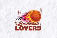 Basketball Lovers SVG - Flaming Ball &amp; Retro Spirit Graphic Product Image 2