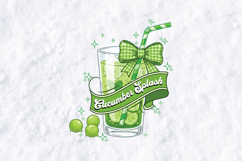 Cucumber Splash Retro Drink Art - Refreshing Green Juice PNG Product Image 1