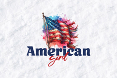 American Girl SVG - Patriotic USA Flag Watercolor Cut File Product Image 2