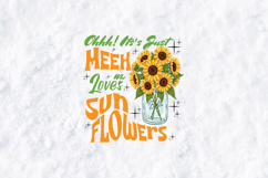 Just Me Who Loves Sunflowers Retro Floral Mason Jar PNG Product Image 2