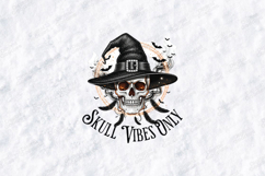 Skull Vibes Only SVG - Retro Witch Hat Skull Halloween File Product Image 1