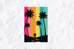 Retro Tropical Beach Sunset SVG - Palm Trees Summer PNG Product Image 1