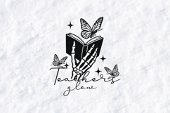 Teachers Glow SVG - Trendy Skeleton Hand Book Cut File Product Image 1