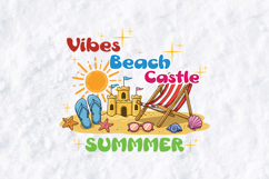 Vibes Beach Castle Summer SVG - Sandcastle Vacation PNG Product Image 1