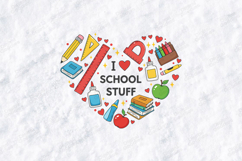 I Love School Stuff SVG - Cute Heart School Supplies Clipart Product Image 2