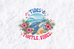 Tides &amp; Turtle Vibes SVG | Sea Turtle Tropical Beach Design Product Image 2