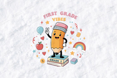 First Grade Vibes SVG - Kawaii Pencil Teacher Cut File Product Image 2
