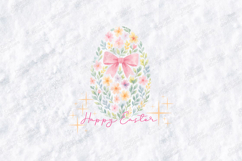 Floral Easter Egg SVG - Watercolor Pink Bow Coquette Design Product Image 2
