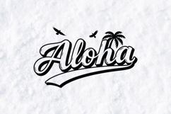 Aloha SVG - Minimalist Palm Tree Retro Coastal Quote Art Product Image 1