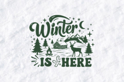 Winter Is Here SVG Christmas Mountain Cabin Deer Cut File Product Image 1