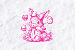 It's Easter Bunny SVG - Vintage Pink Sketch Rabbit Sublimati Product Image 1