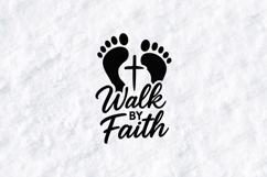 Walk By Faith SVG - Christian Footprints Cross Cut File Product Image 3