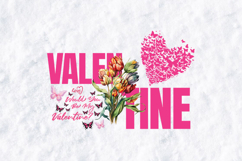 Floral Valentine Butterfly Sublimation PNG Love Tulip SVG Product Image 3