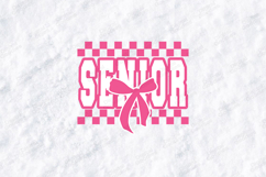 Senior SVG - Pink Checkered Coquette Bow Graduation Cut File Product Image 1