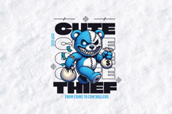 Cute Thief SVG - Grinning Blue Bear Gaming Character Design Product Image 1