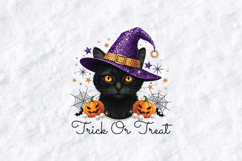 Trick Or Treat SVG - Retro Halloween Black Cat Witch File Product Image 1