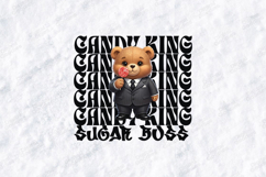 Candy King Teddy Bear SVG - Sugar Boss Suit &amp; Tie Bear Art Product Image 1