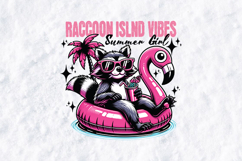 Raccoon Island Vibes Summer Girl Flamingo Sublimation PNG Product Image 2