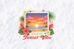 Tropical Beach Sunset Polaroid Art - Enjoy Sunset Vibe PNG Product Image 3