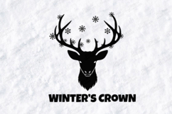 Winter's Crown Deer SVG, Majestic Snowflake Reindeer PNG Product Image 1