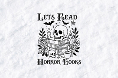 Lets Read Horror Books SVG - Gothic Skull Book Cut File Product Image 2