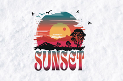 Retro Sunset Mountain T-Shirt Design - Vintage Nature SVG Product Image 1