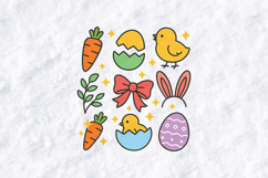 Easter Icons SVG - Cute Chick, Carrot, and Patterned Egg PNG Product Image 1