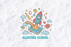 Blasting School SVG - Cute Rocket Back to School Cut File Product Image 1