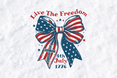Live The Freedom SVG - Patriotic Coquette Bow 4th of July Product Image 2