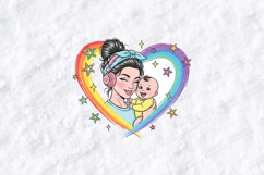 Mama Music Heart SVG - Cute Motherhood Rainbow Stars Art Product Image 1