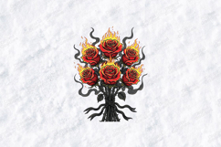 Flaming Gothic Roses SVG - Dark Floral Halloween Cut File Product Image 1