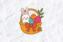 Easter Bunny Basket SVG - Cute Rabbit with Patterned Eggs Product Image 1