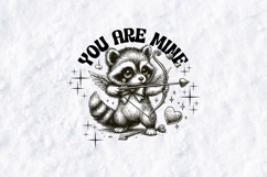 Vintage Raccoon Cupid SVG - You Are Mine Retro Valentine PNG Product Image 2