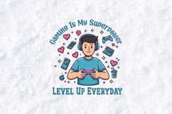 Gaming Is My Superpower SVG - Cute Gamer Boy Level Up Design Product Image 2