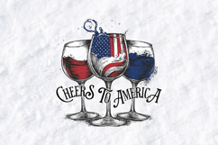 Cheers to America SVG - Patriotic Wine Glasses Cut File Product Image 1
