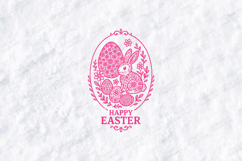Happy Easter Bunny Egg SVG - Floral Rabbit Wreath Design Product Image 3