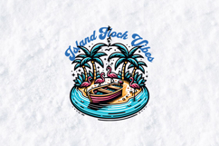 Island Flock Vibes Retro Flamingo SVG Tropical Beach Design Product Image 1