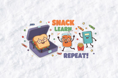 Snack Learn Repeat SVG - Cute Back to School Lunch Cut File Product Image 1