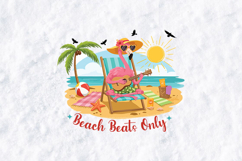 Beach Beats Only | Flamingo Playing Ukulele Summer SVG PNG Product Image 1