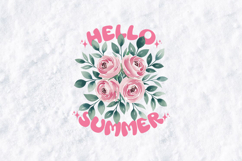 Hello Summer Pink Rose Watercolor Art - Floral Sublimation Product Image 1