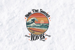 Retro Ride The Sunset Waves Vintage Surf T-Shirt Design Product Image 1