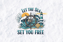 Nautical Ocean Waves SVG - Let The Sea Set You Free Design Product Image 2