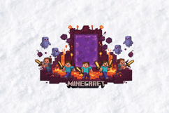 Minecraft SVG - Nether Portal Steve Battle Digital Design Product Image 1