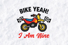 Bike Yeah I Am Nine Motorbike Birthday Kids Shirt Design Product Image 3