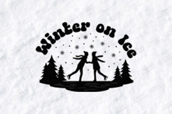 Winter on Ice SVG, Retro Skating Scene Christmas PNG Product Image 1