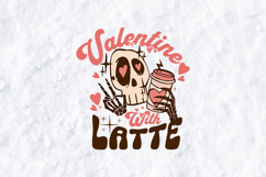 Retro Skeleton Valentine With Latte SVG - Pink Coffee Love Product Image 1