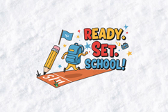 Ready Set School SVG - Cute Backpack Racing Cut File Product Image 2